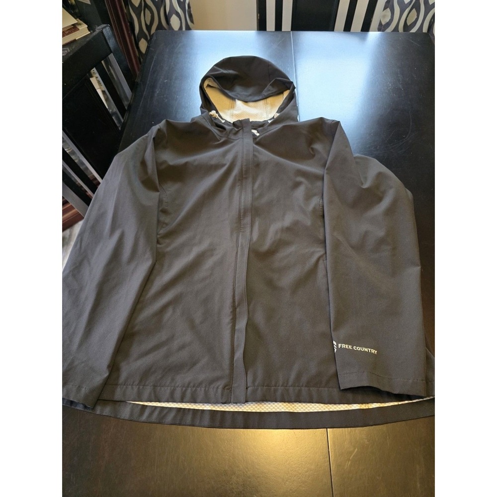 Free Country Men's XXL Black Hooded Water‎ Resistant Jacket Polyester Spandex